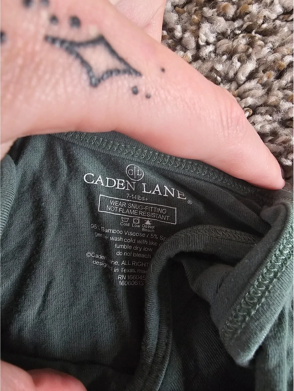 Caden Lane Baby Sz 0-3M bamboo knotted gown Sage Green Gender Neutral